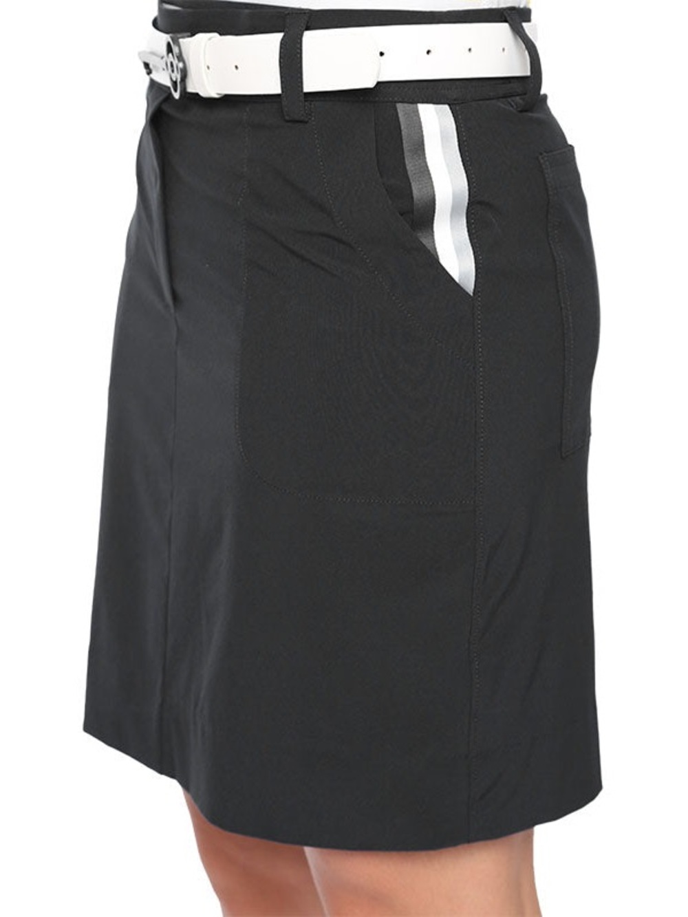 Belyn Key Onyx Skort with White & Gray Stripe Trim